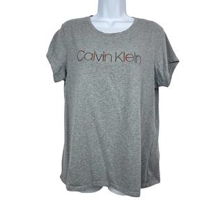 Calvin Klein Short Sleeve Crew Neck Logo T-Shirt Grey Size L